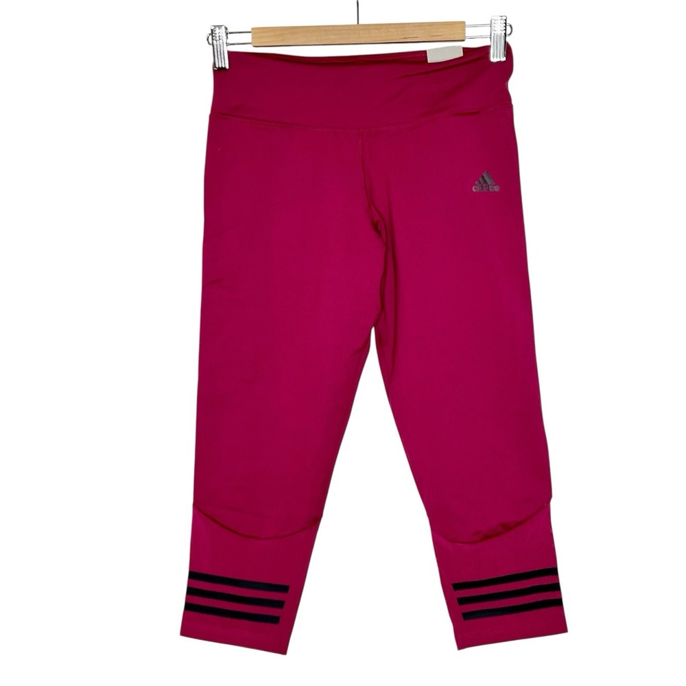 Adidas 3/4 Tight Womens Small Pink Mid Rise Leggings Capri Athletic Climalite
